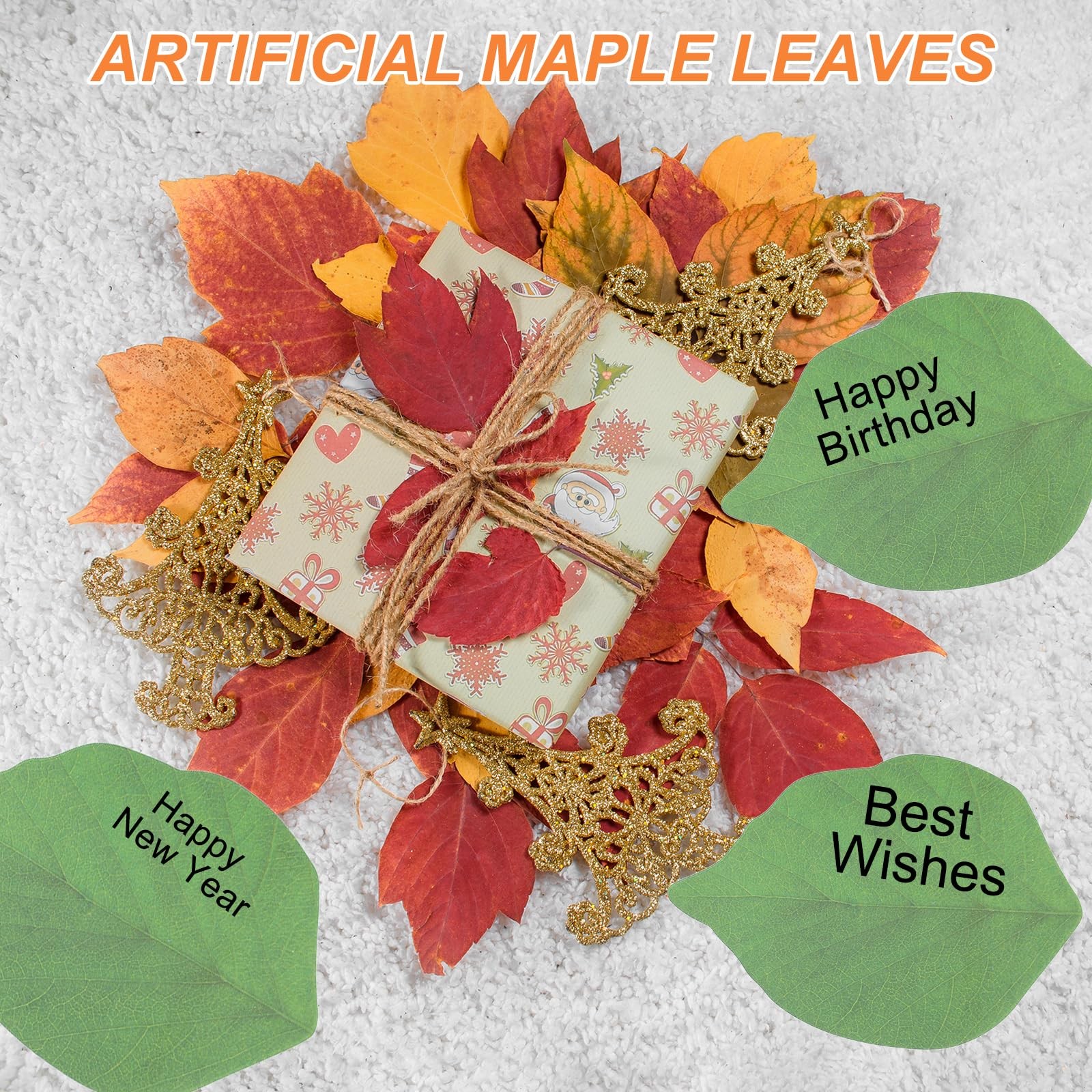50 Pack Artificial Leaves Fall Leave Cutouts 3.7×2.4 Inch Thanksgiving Decor