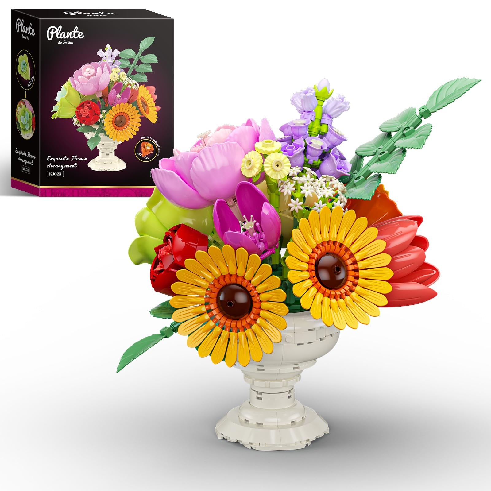 Sinuraii Botanicals Flower Arrangement Building Set, Classic Style Artificial