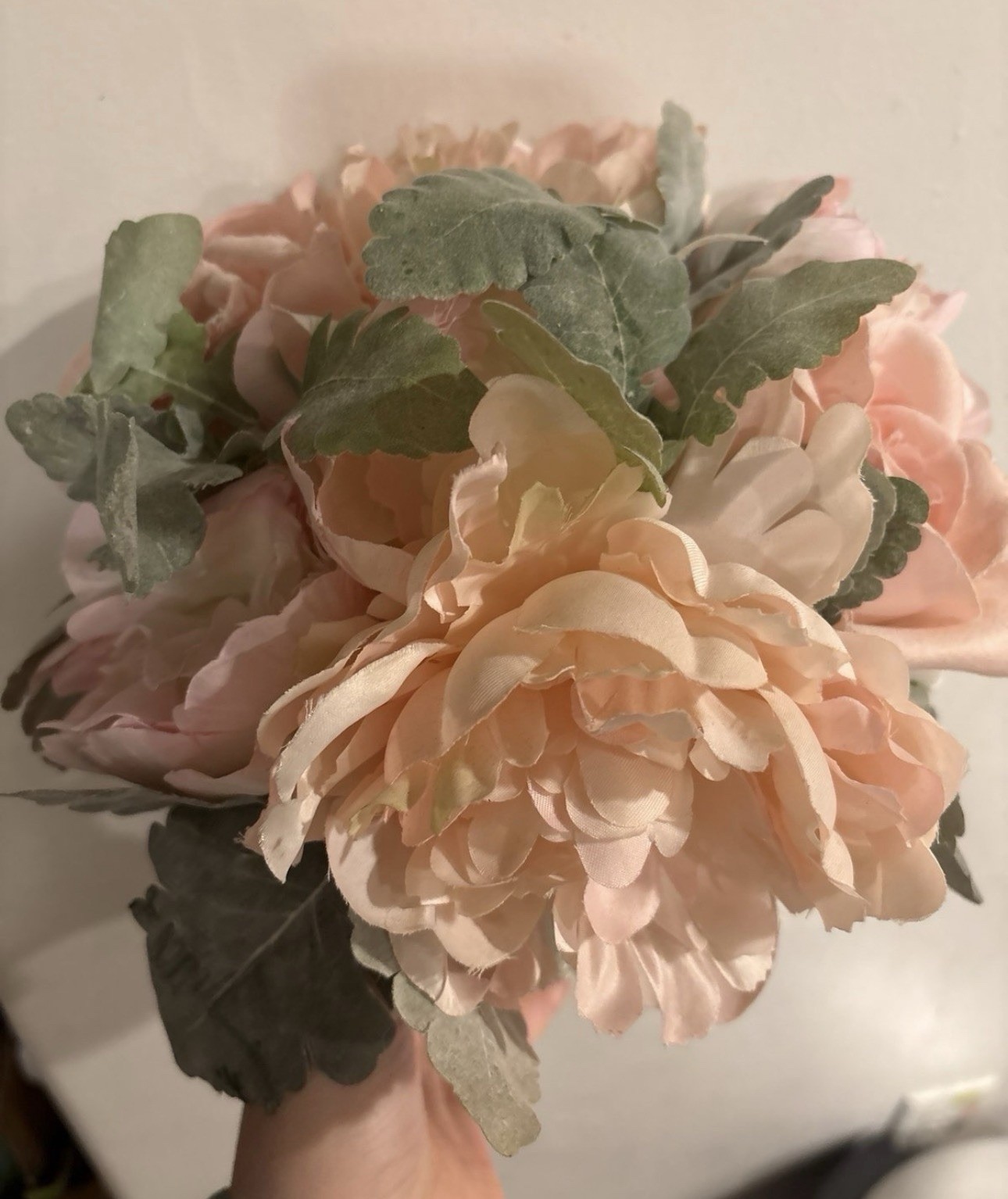 Artificial Pink Rose & Peony Flower Arrangement in Ceramic Vase