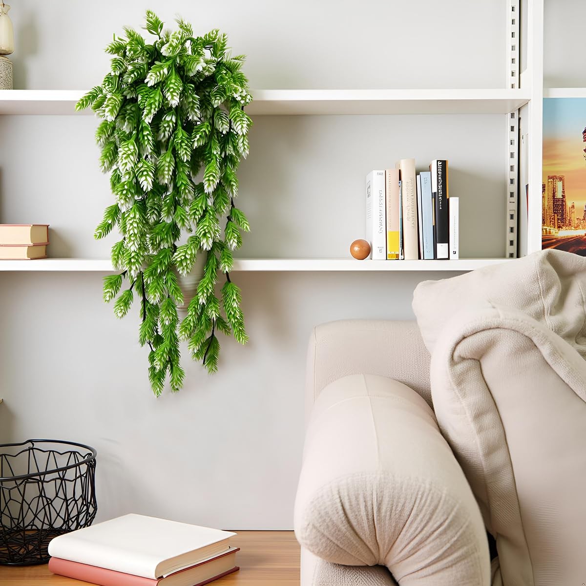 3Pcs Artificial Hops Fake Hanging Plant Plastic Vines Hanging Plants Decor Fa…