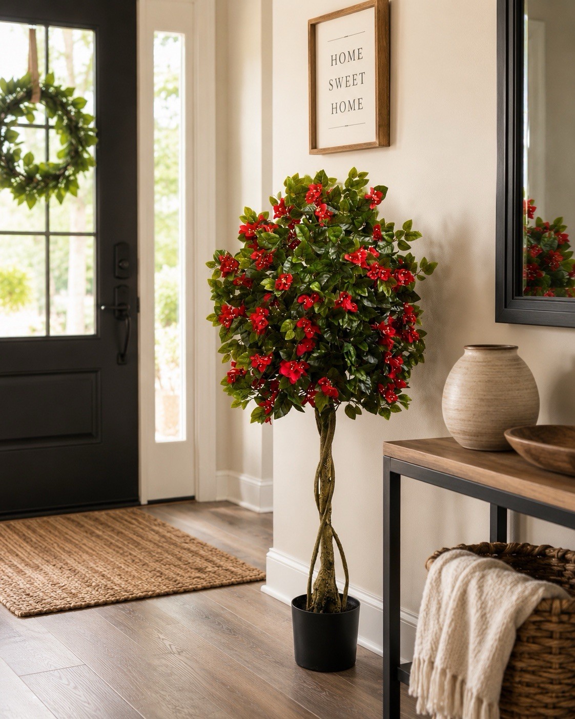 5’ Bougainvillea Flower Artificial Topiary Tree Home Decor UV (Indoor/Outdoor).