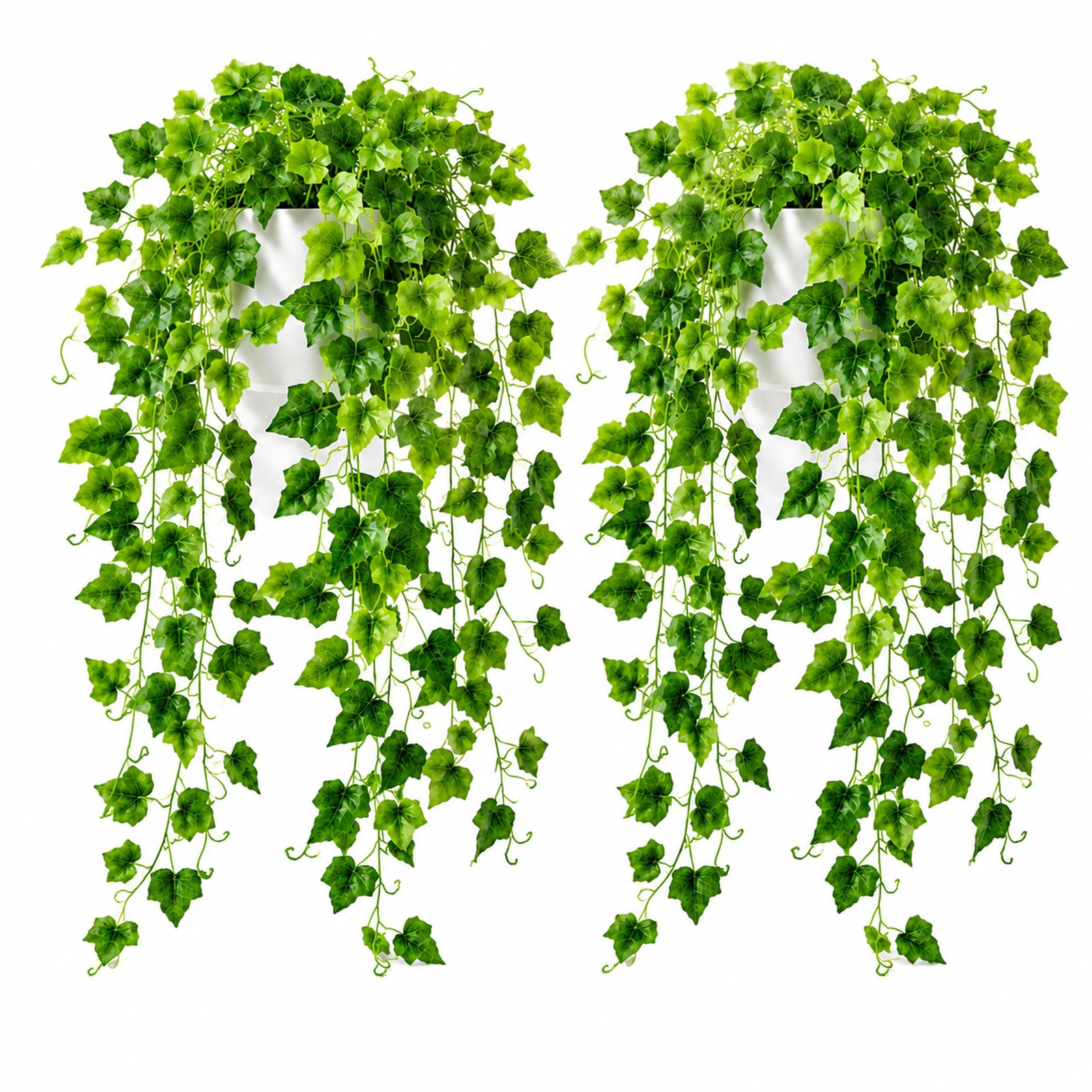 36in Fake Pothos Hanging Plants 2 Pack White Pots Artificial Ivy 168 Leaves