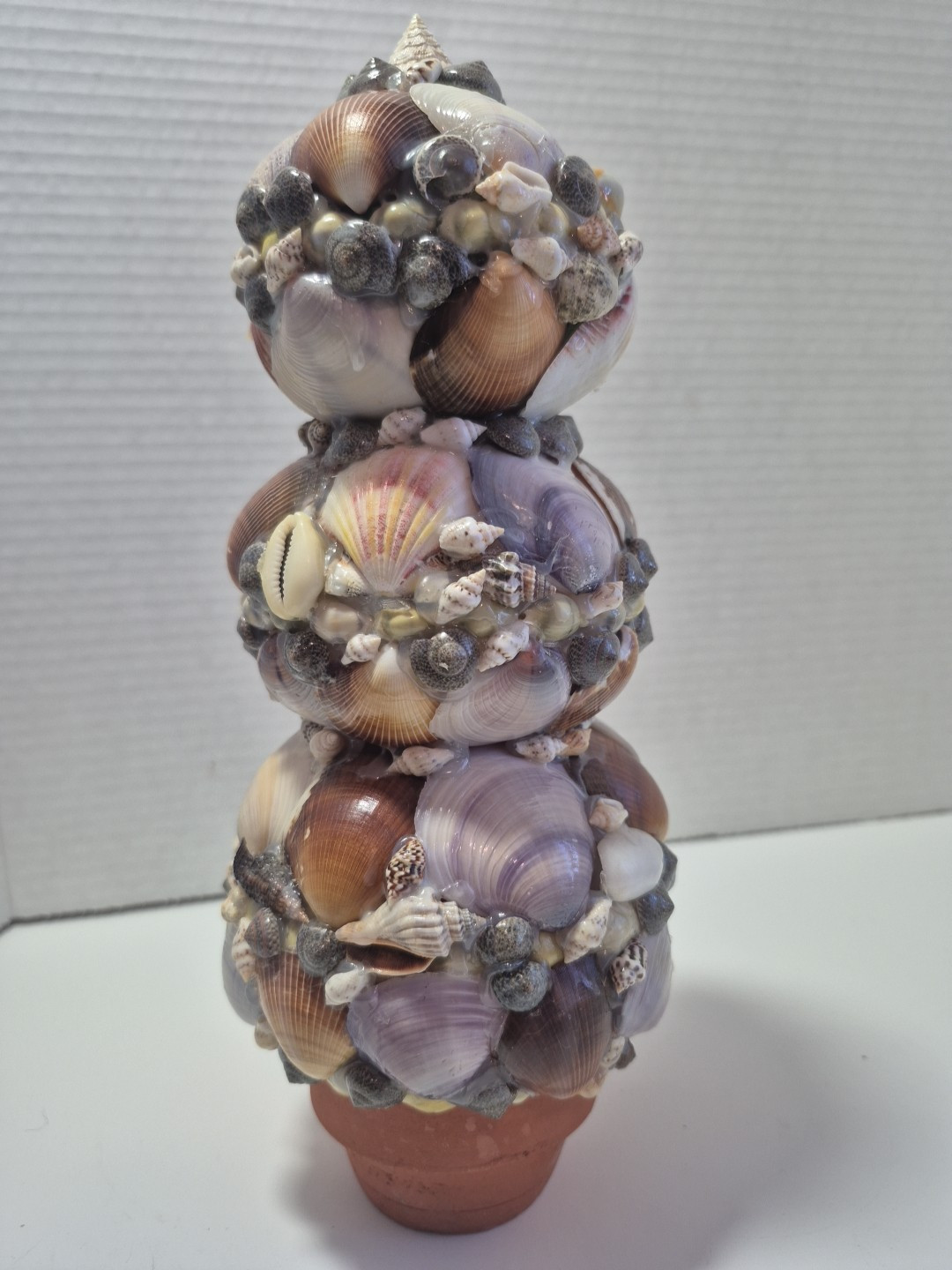 10 1/2″ Topiary – SEASHELLS POTTED TREE /bush – Made for Beachcombers. Unusual !