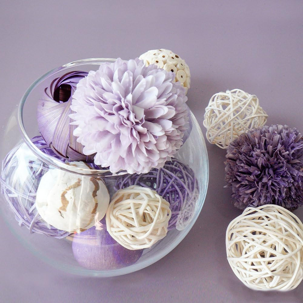Purple Decorative Balls for Bowls,Assorted Vase Filler for Centerpieces,Wicker R