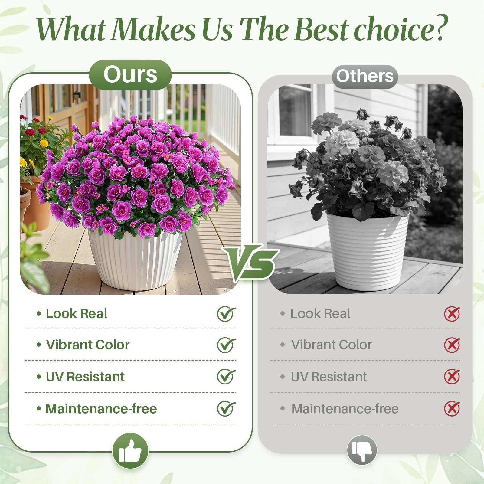 8 Large Bundles Artificial Flowers for Outdoors Spring Decoration, UV Resista…