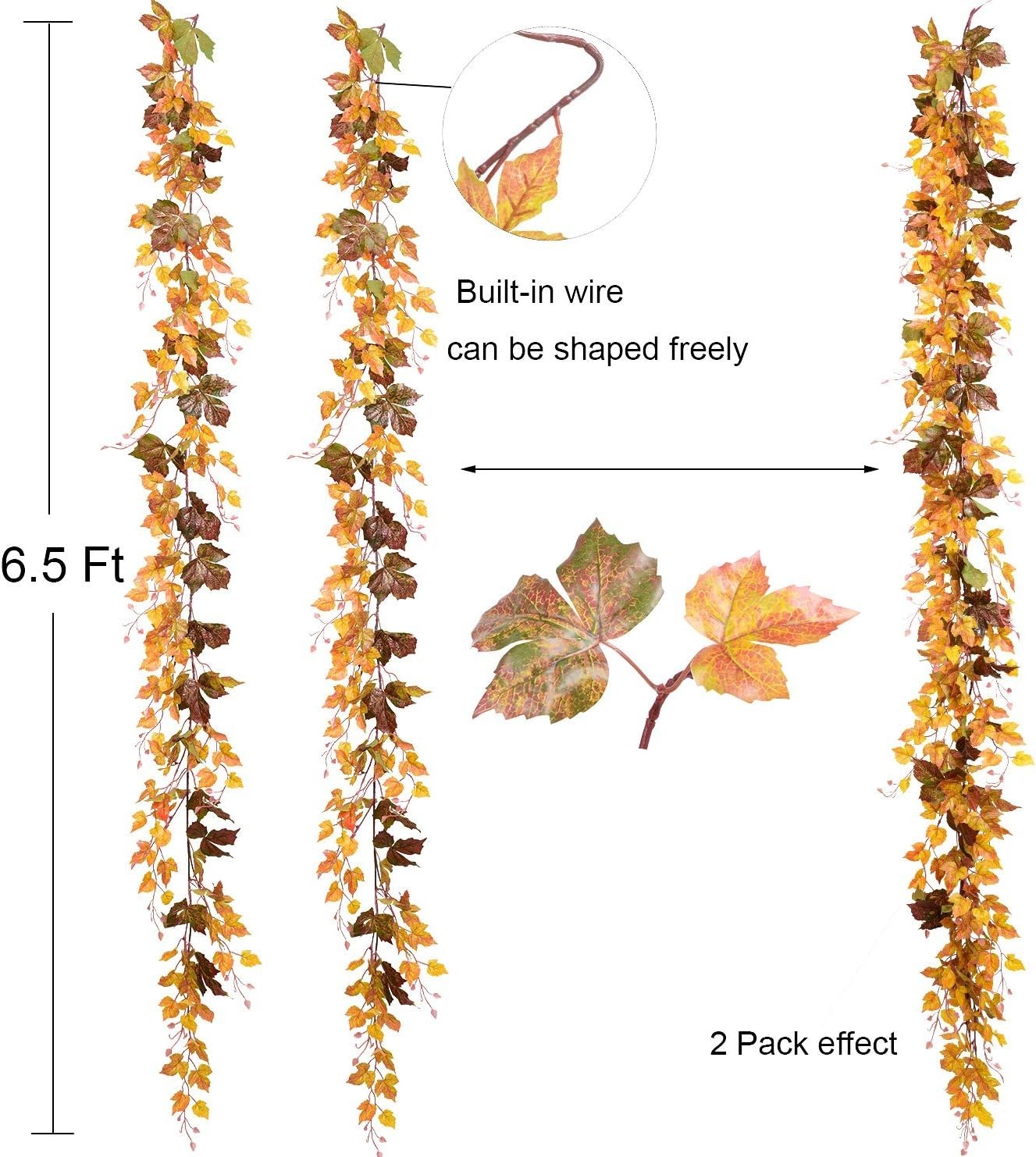 Vibrant 6.5ft Maple Leaf Vine Garland – Perfect for Fall Celebrations