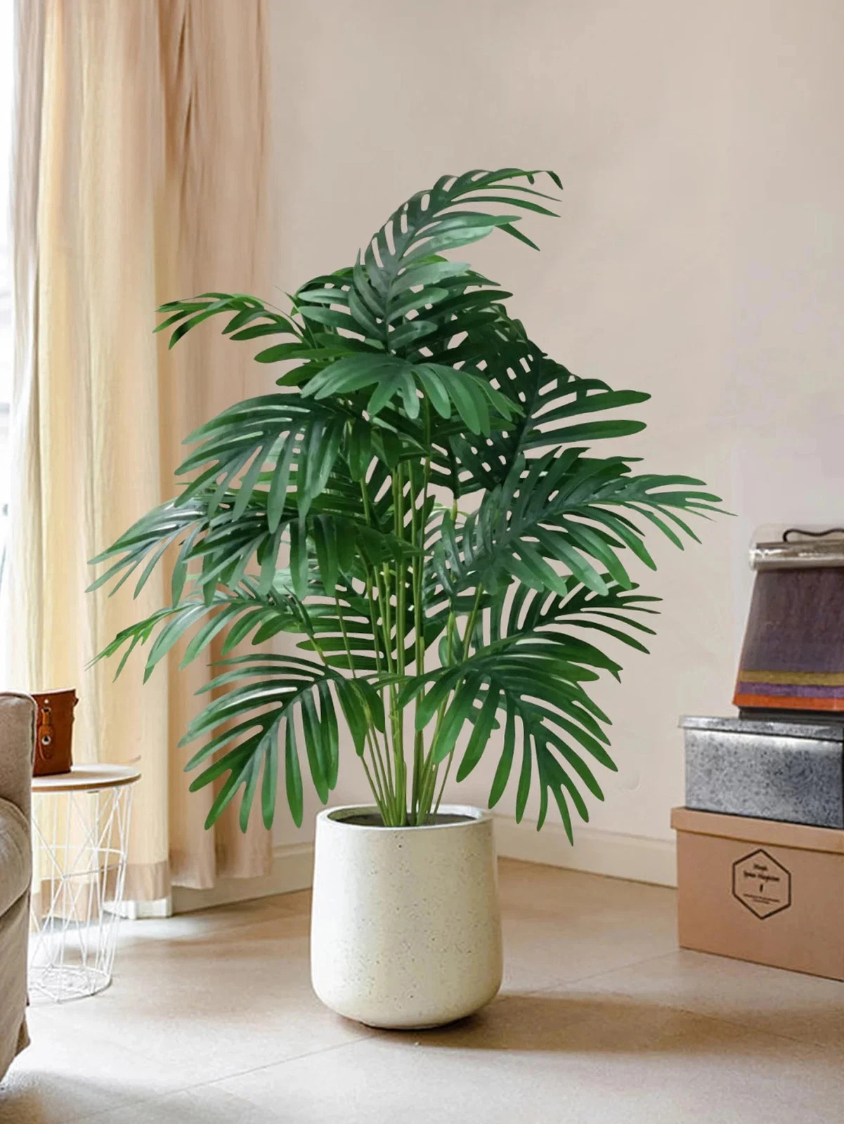 70-80cm Large Artificial Palm Tree Tropical Green Leaves Fake Plants Plastic…