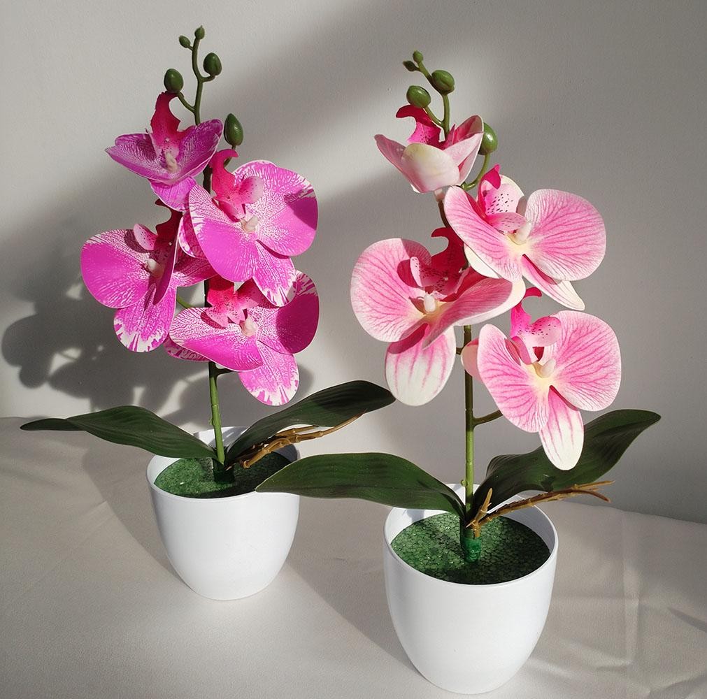 Artificial Orchid Bonsai Fake Potted Plant Home Office Wedding Decor