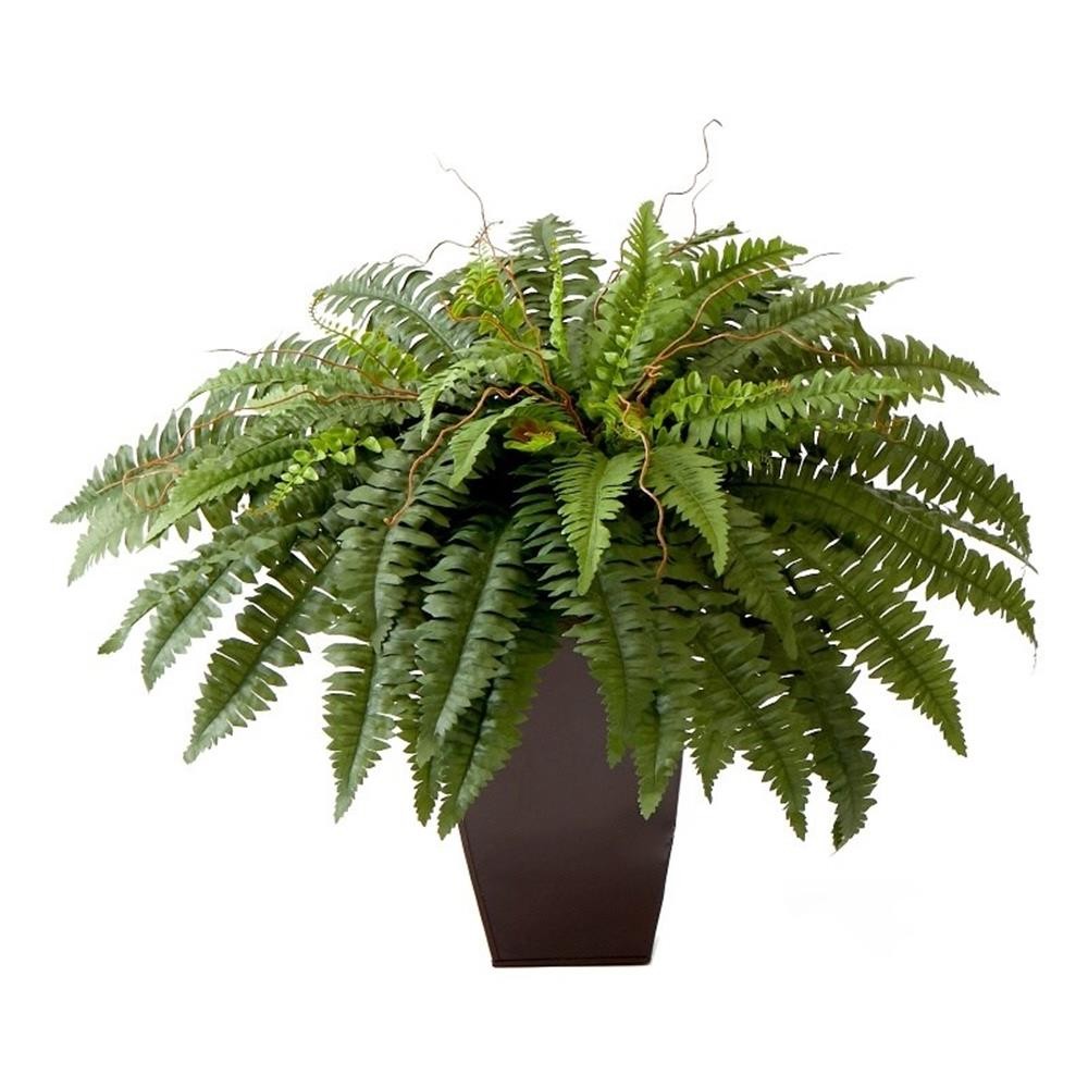 Nearly Natural 23″ Boston Fern w/ Tapered Bronze Square Metal Planter DIY KIT