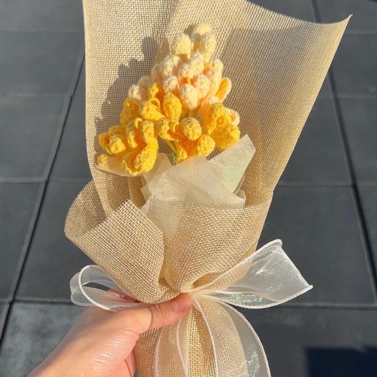 Crochet Flower Bouquet Handmade Yarn Flowers Thank You Birthday Gift