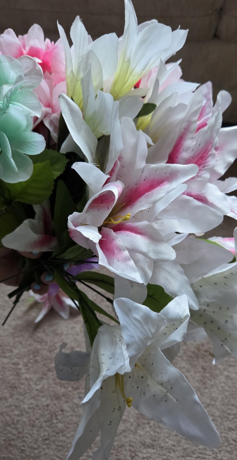 Colorful Fake Flowers Bunches- Lot Of Various Flower Types, Colors 18 Bunches