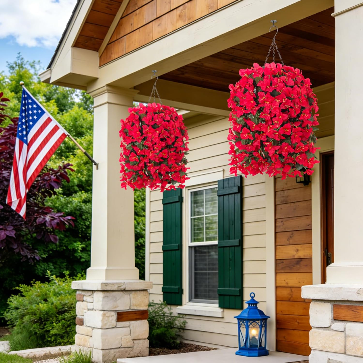 2 Pcs Artificial Faux Bougainvillea Flowers Plants for Outdoor outside Summer De
