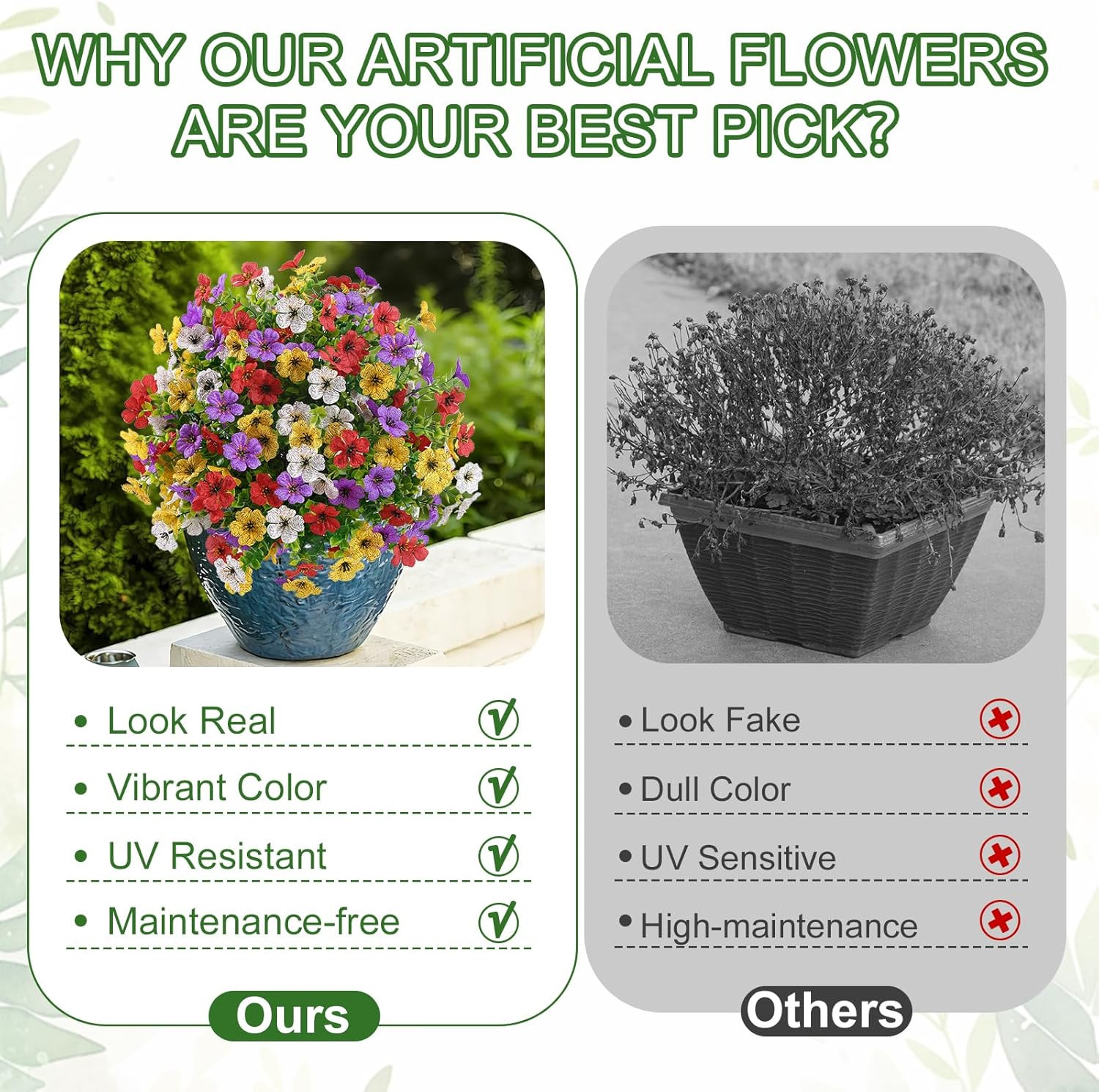 2Pcs 20″ Artificial Topiary Ball Flowers, Spring Outdoor Decoration