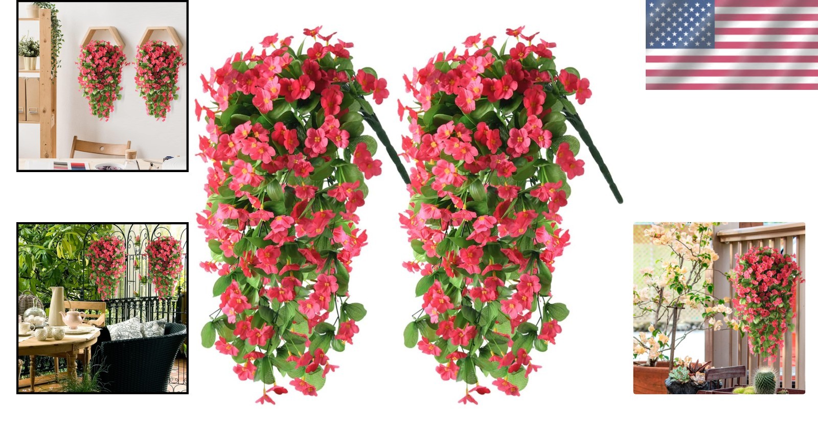 Stunning 2PCS Faux Silk Hanging Flowers – UV Resistant Vines for Indoor/Outdoor
