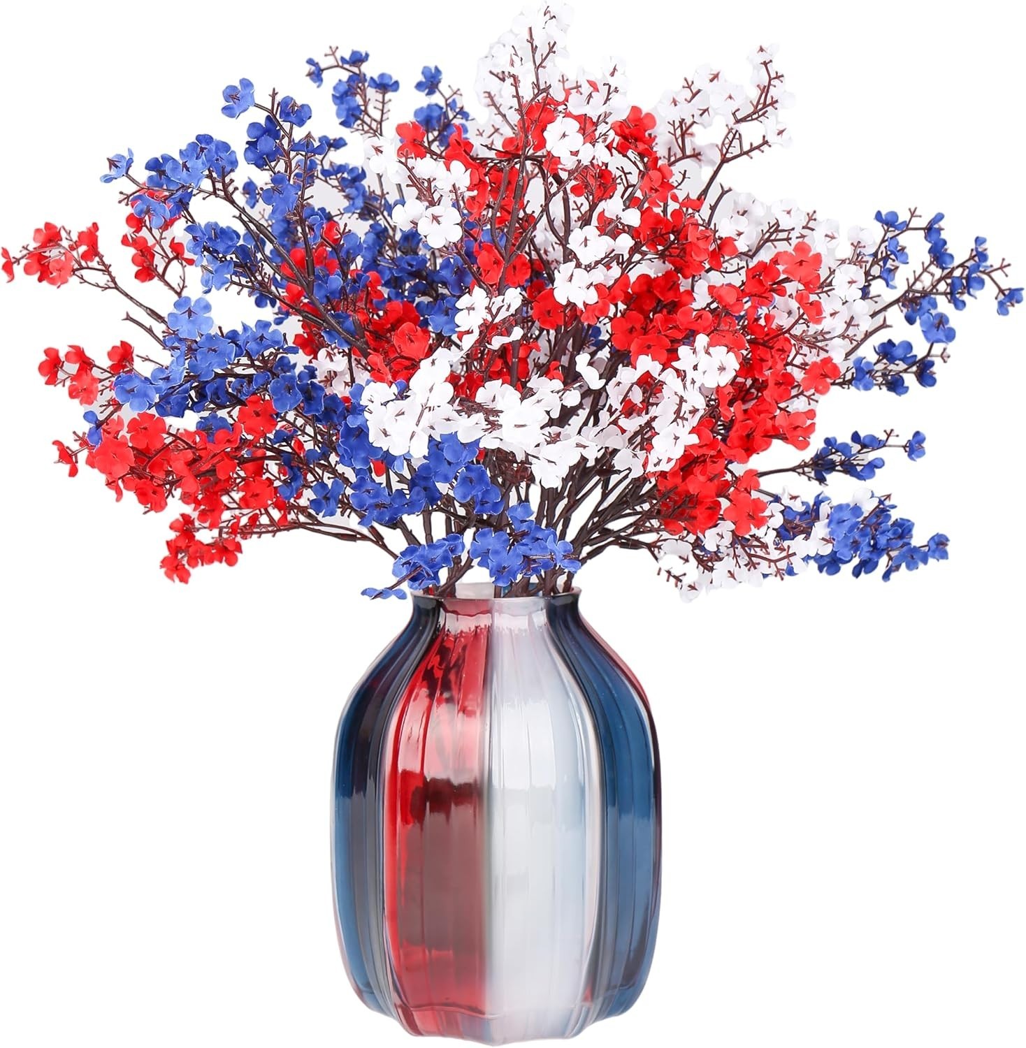Artificial Flowers 6 Bundle Red White Blue Silk Patriotic Decor 19.7 Inch