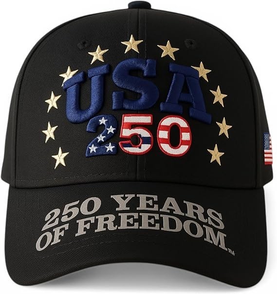 250th Anniversary USA Adjustable American Baseball Cap One Size Black Black 1
