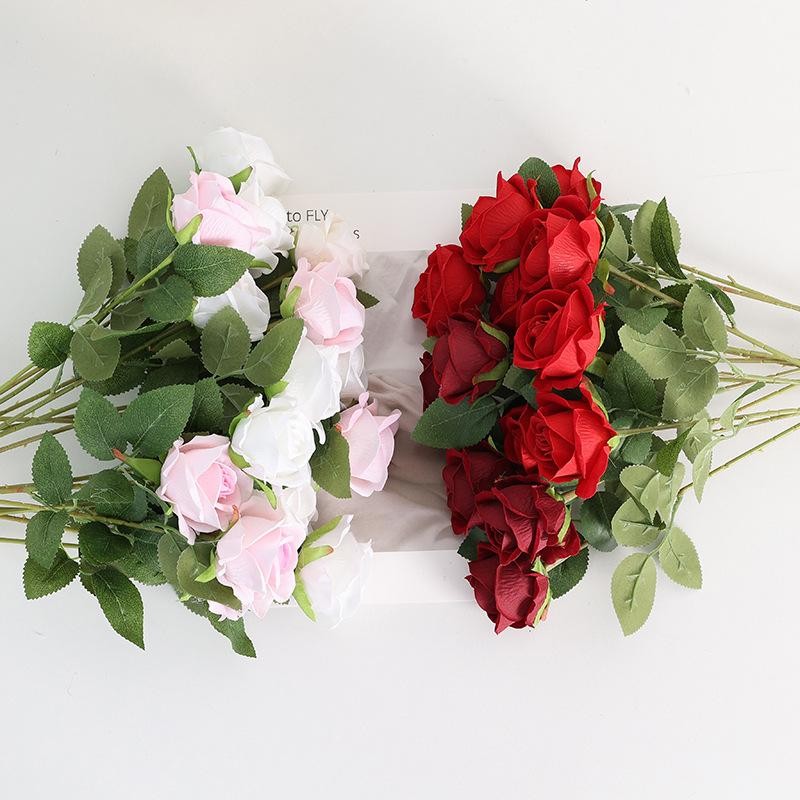 3-10× Red Roses Artificial Flowers Realistic Bouquet Home Decor Valentine Gifts