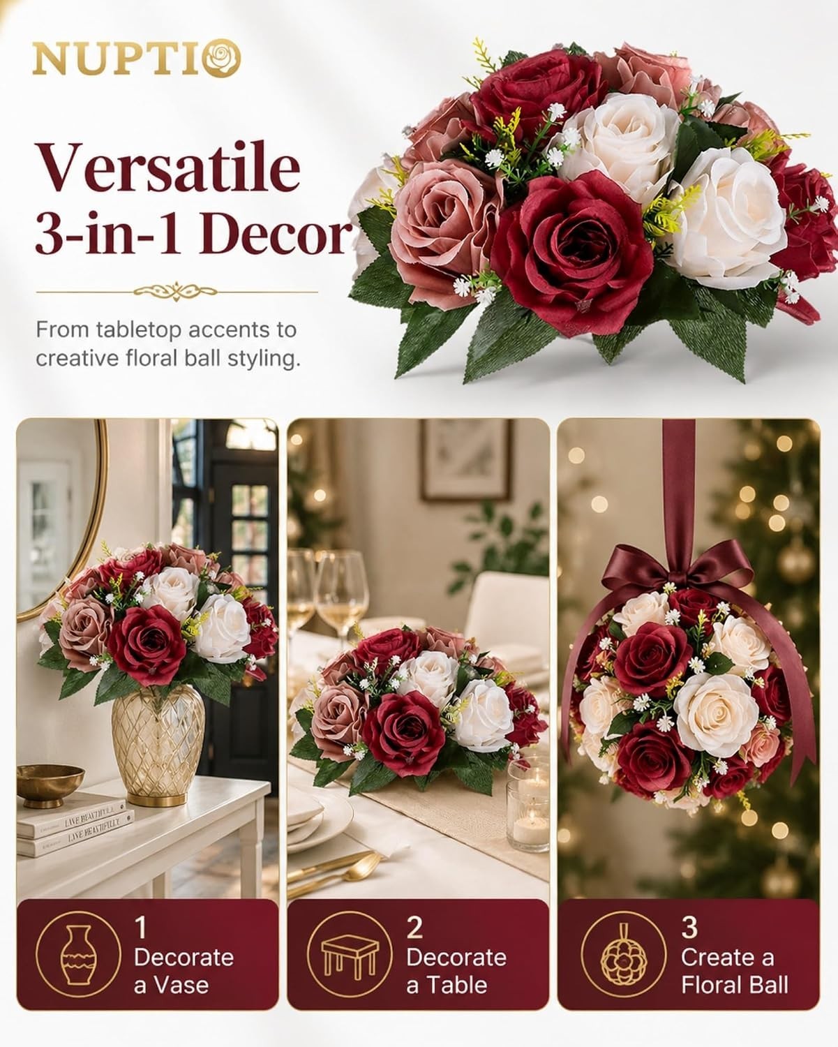 Artificial Floral Centerpieces – 9.5in Diameter