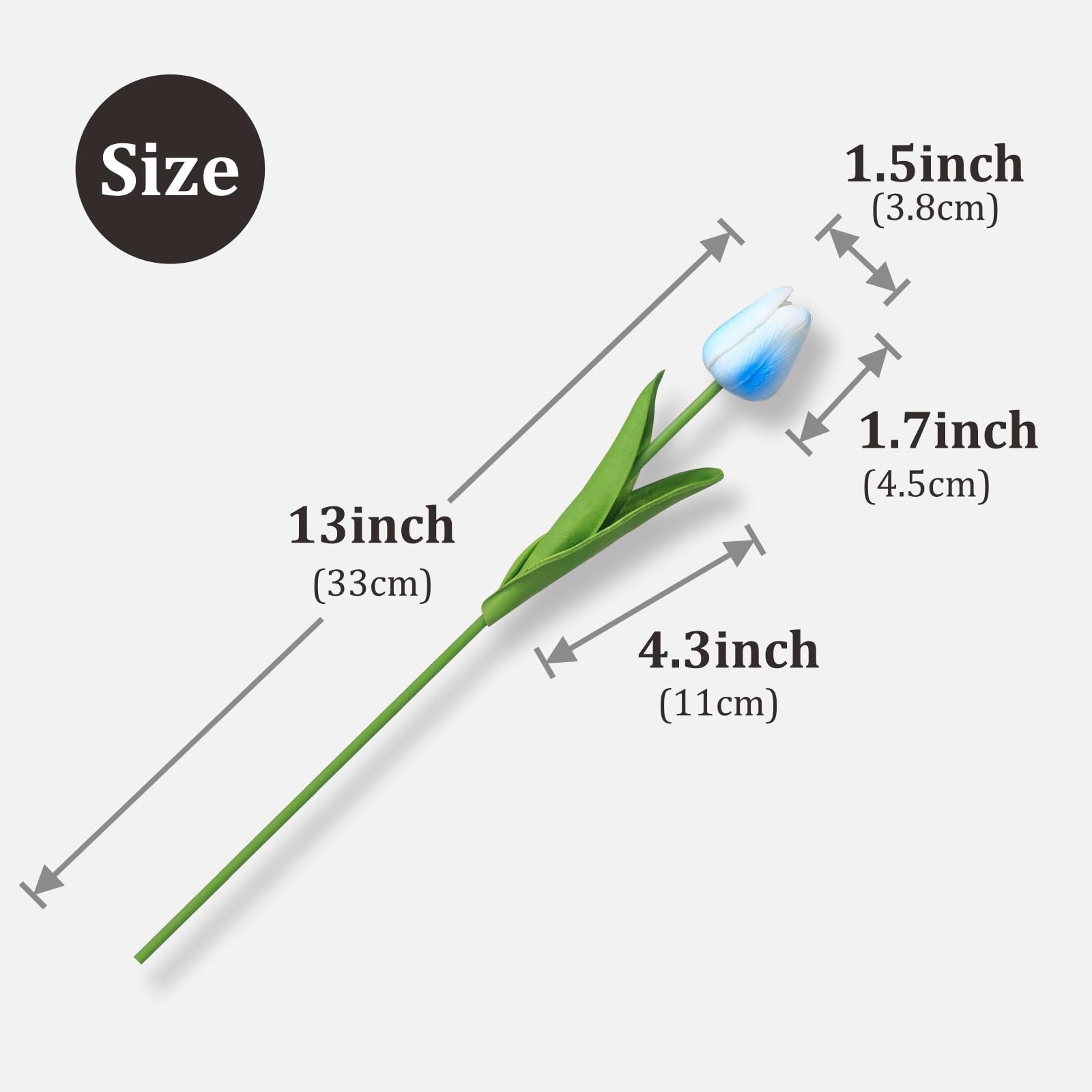20 Pcs 13” Real Touch Light-Blue Tulips Artificial Flowers, Latex PU Fake Fau…