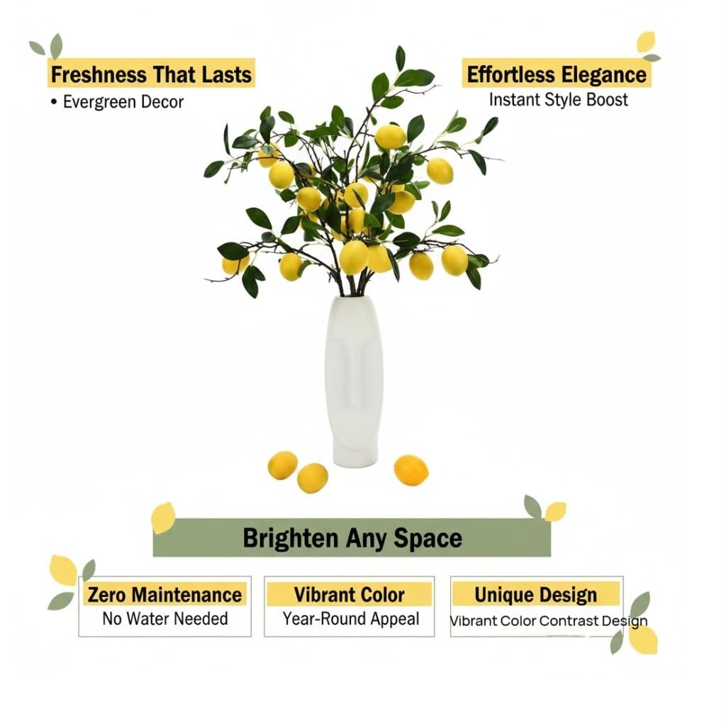 31 Inch Artificial Imitation Fake Lemon Branch Home Center Decoration 5 PCS