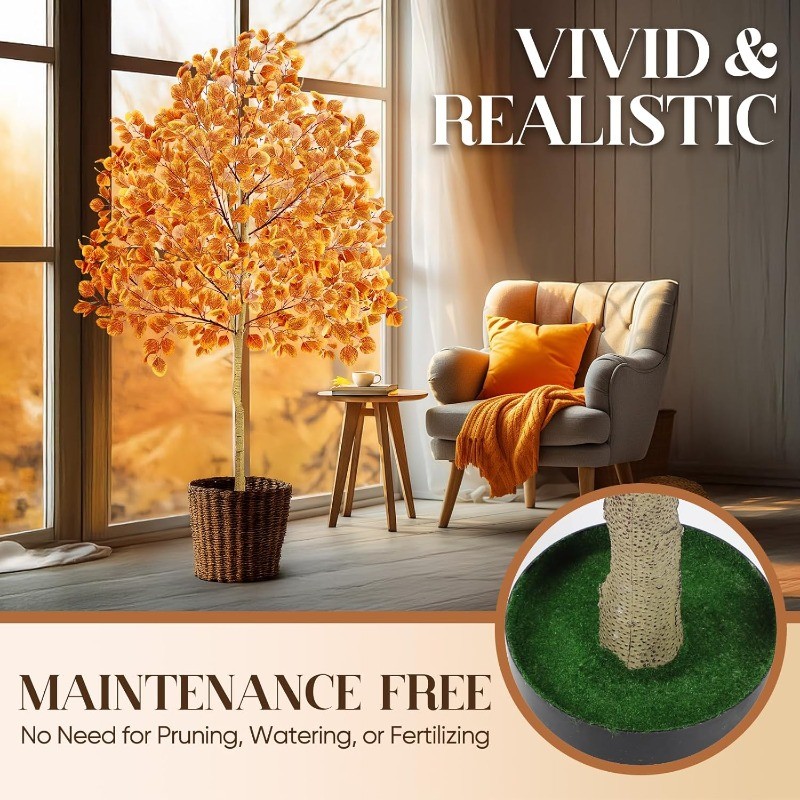 6FT Artificial Autumn Tree, Faux Autumn Harvest Tree for Home Decor Front Porch