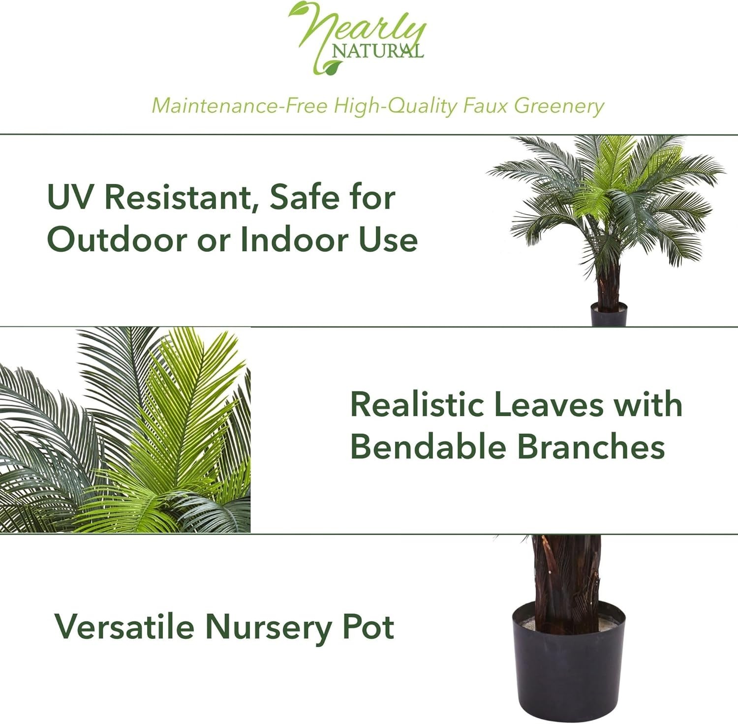 3ft Cycas Artificial Palm Tree UV Resistant Faux Greenery For Indoor Outdoor