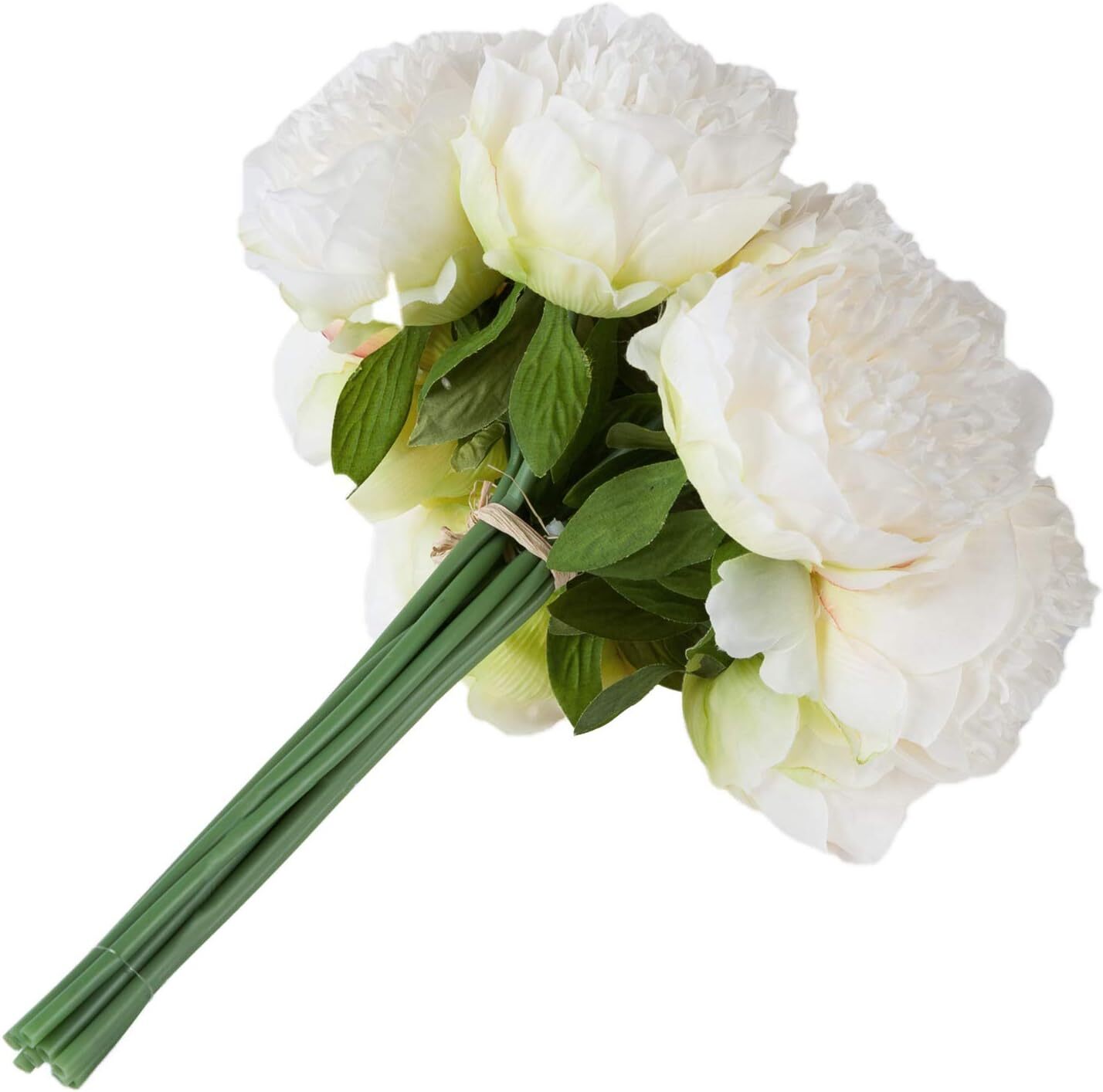 2 bunches of 10 artificial peony silk flowers Party Decoration (milky white)