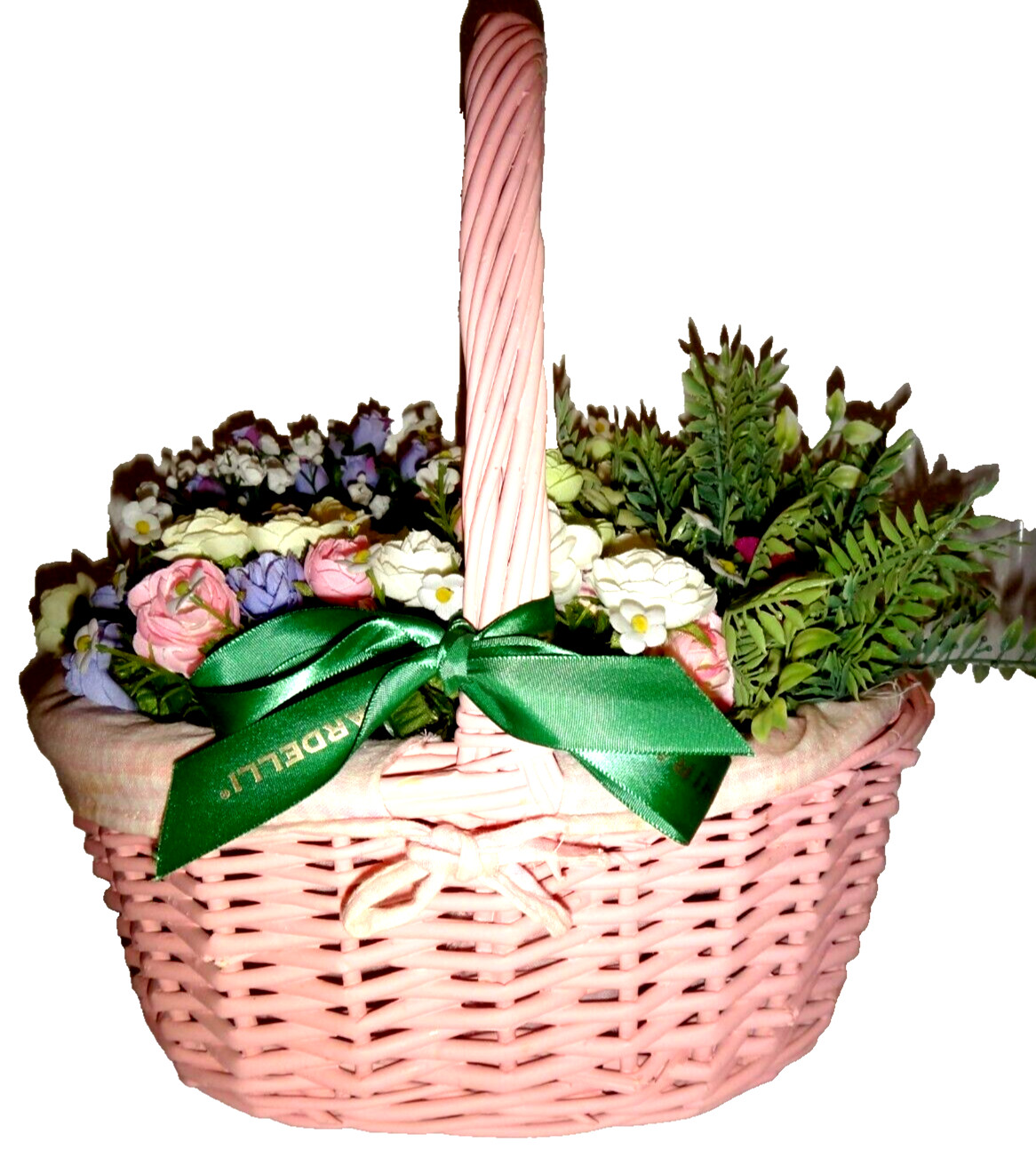 Artificial Multi-color Flowers & Leafs in Pink Wooden Bucket 13.5″ x 14″ x 10″