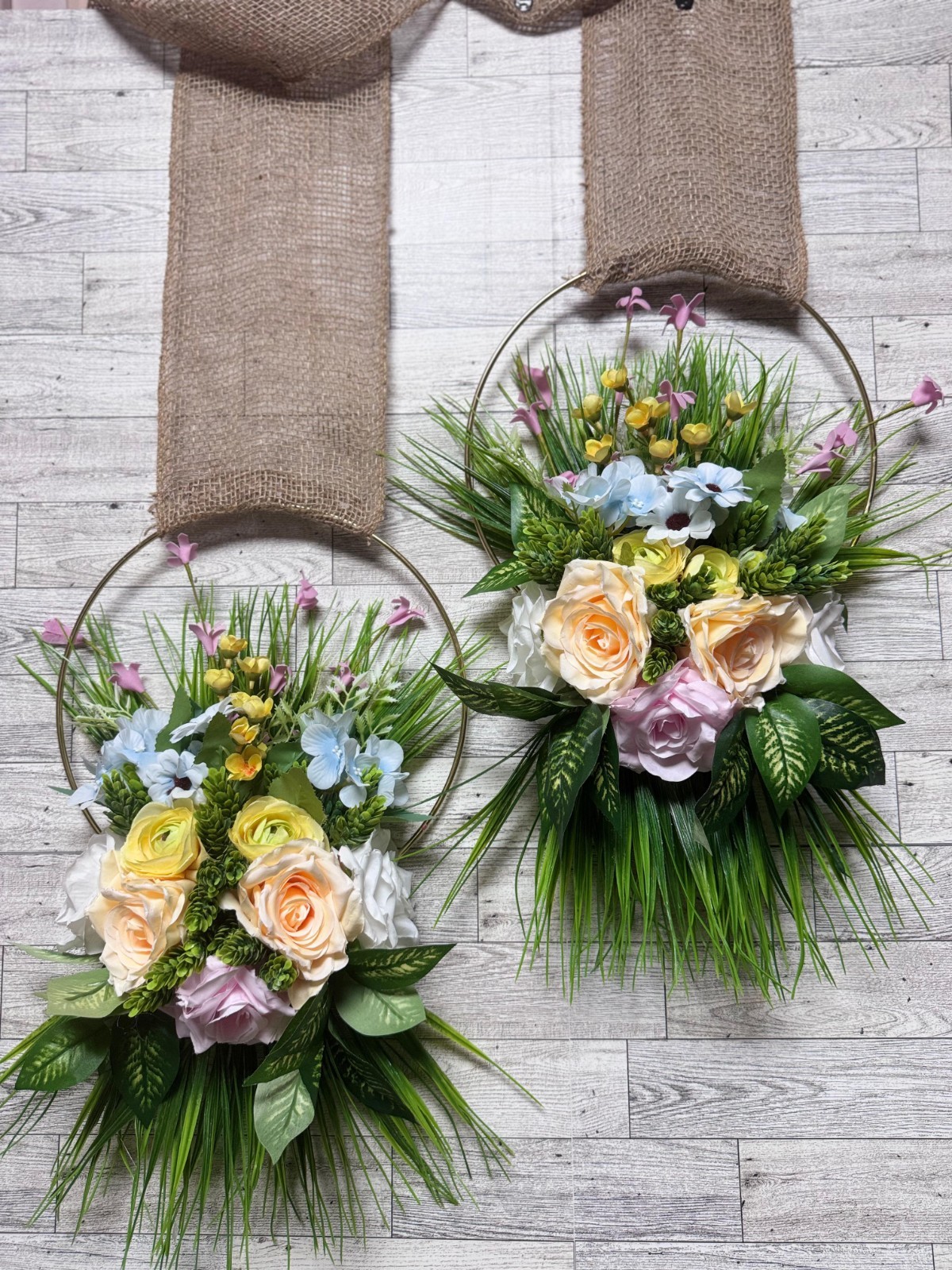 Floral Door Ribbon Swag Wreath – Handmade