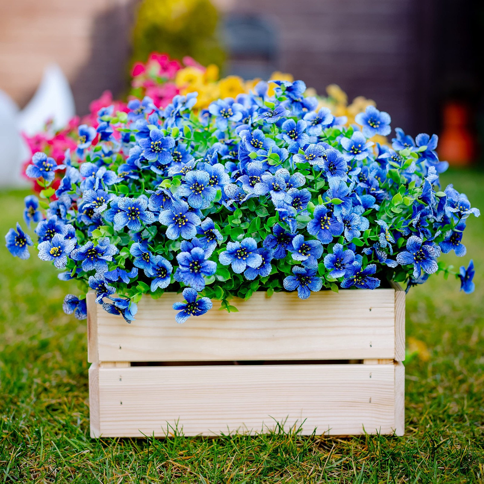 Artificial Flowers for Outdoors Fake Plants – 16 Bundles Faux Outside Greener…