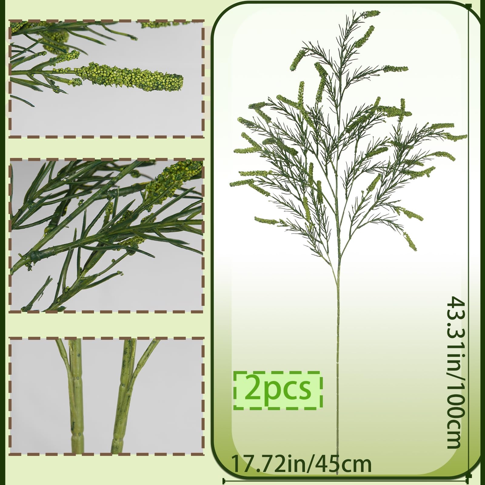2 Pcs Fake Greenery Stems Artificial Plants Branches for Spring Decor 43.3 In…