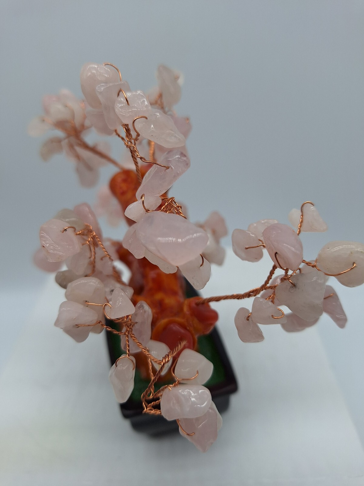 Bonsai Tree Natural Rose Pink Quartz Crystal 6 inches tall Money Tree