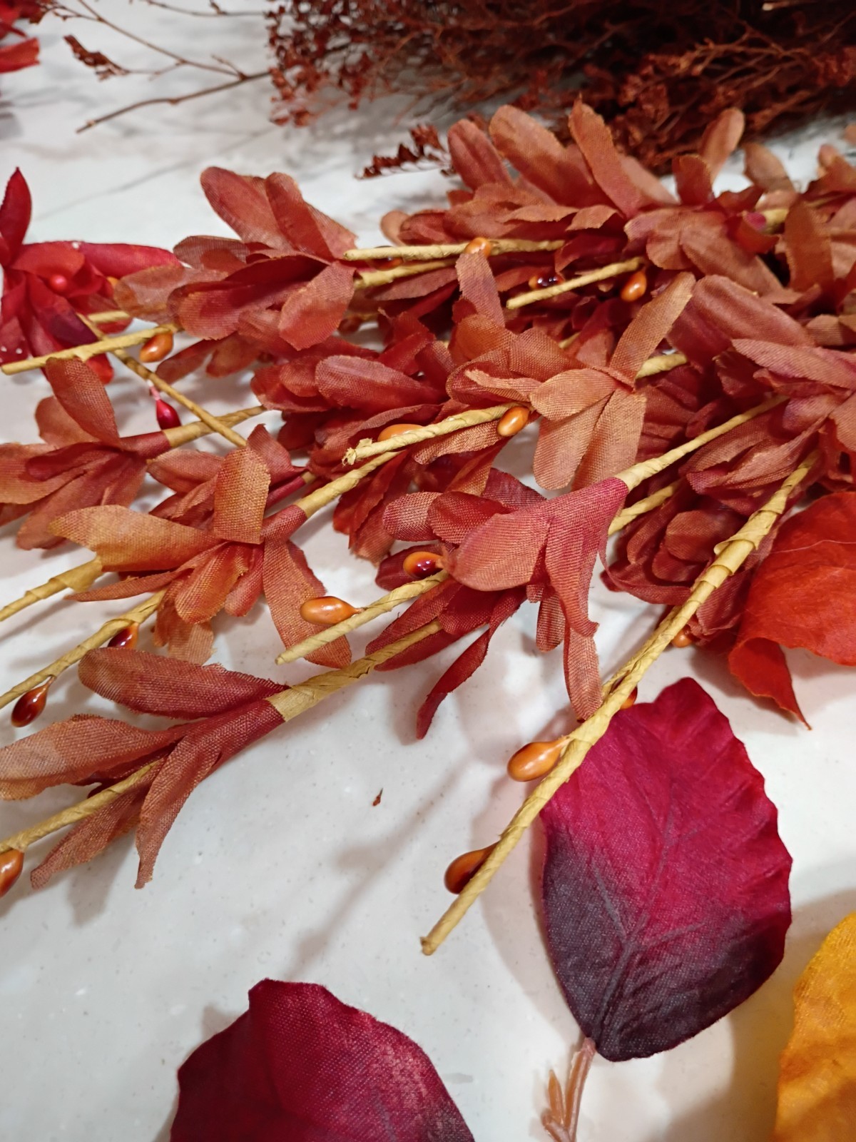 Artificial Stems Picks Flowers; Brown, Orange, Purple