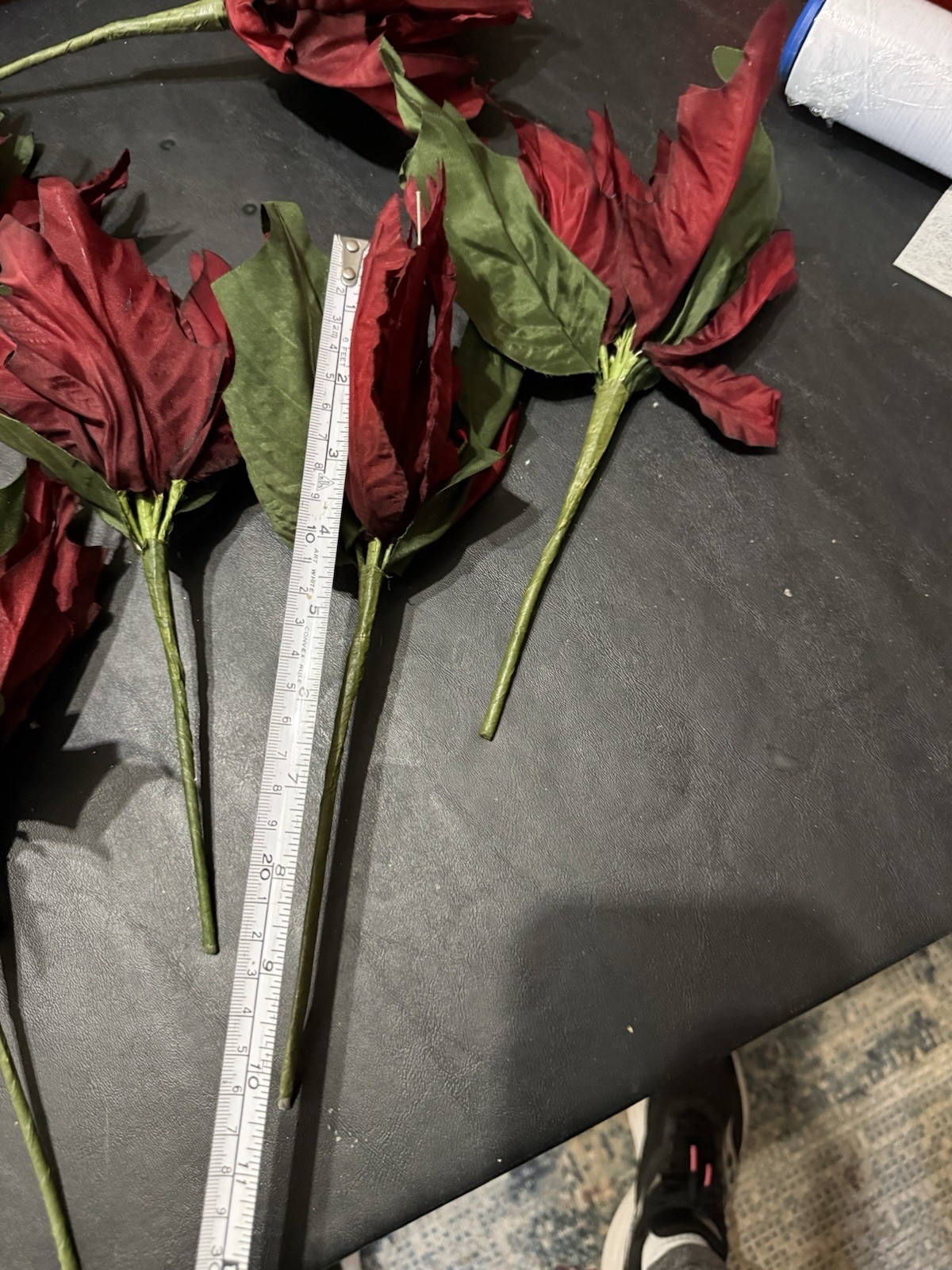 12 Red Christmas Tree Poinsettia Artificial Large Poinsettia Wired Silk Berries