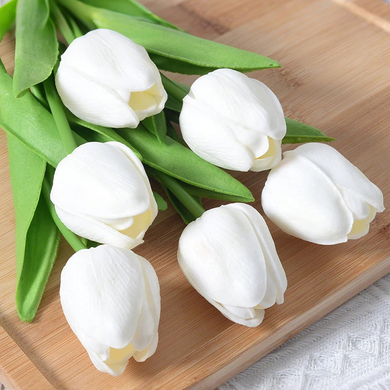 10PC Artificial Tulips Flower PU Realistic Touch Tulip Flowers Fake Tulips Flowe