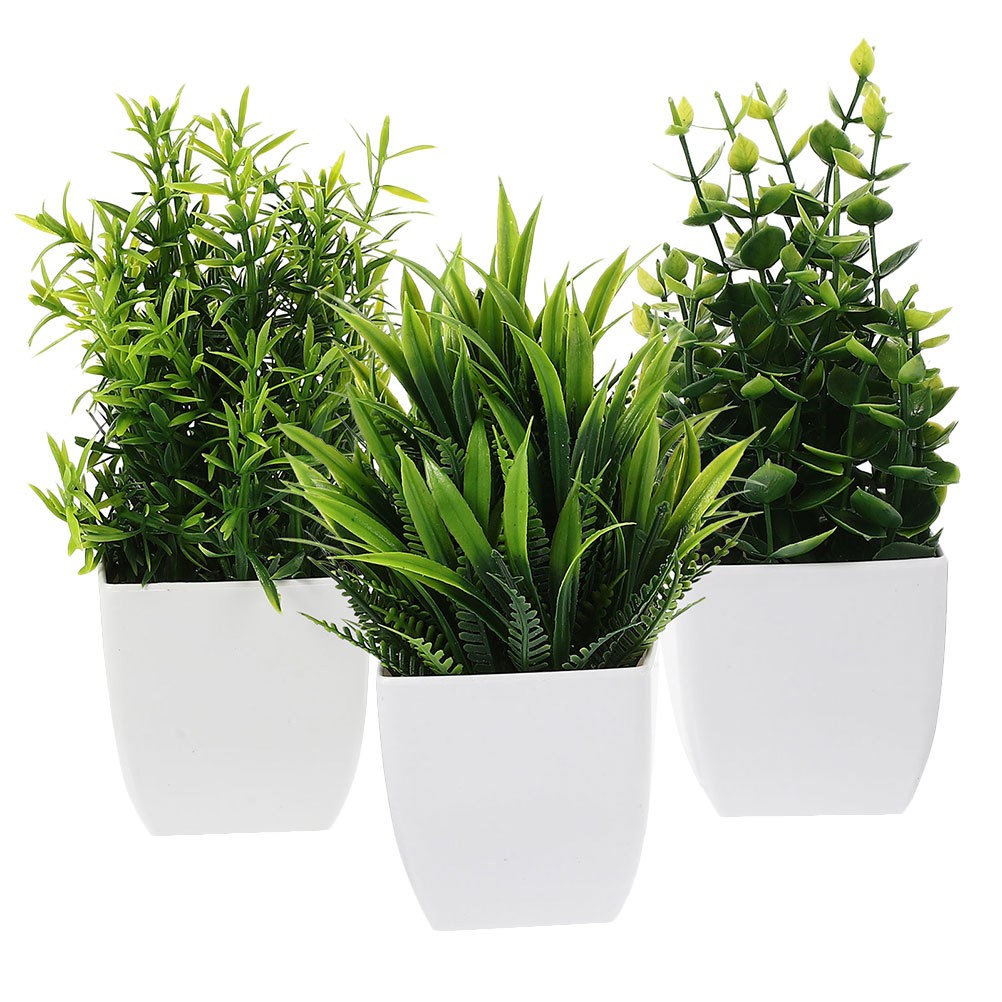 3pcs Small Artificial Plants in Pots for Home and Office Mini Fake Plants for