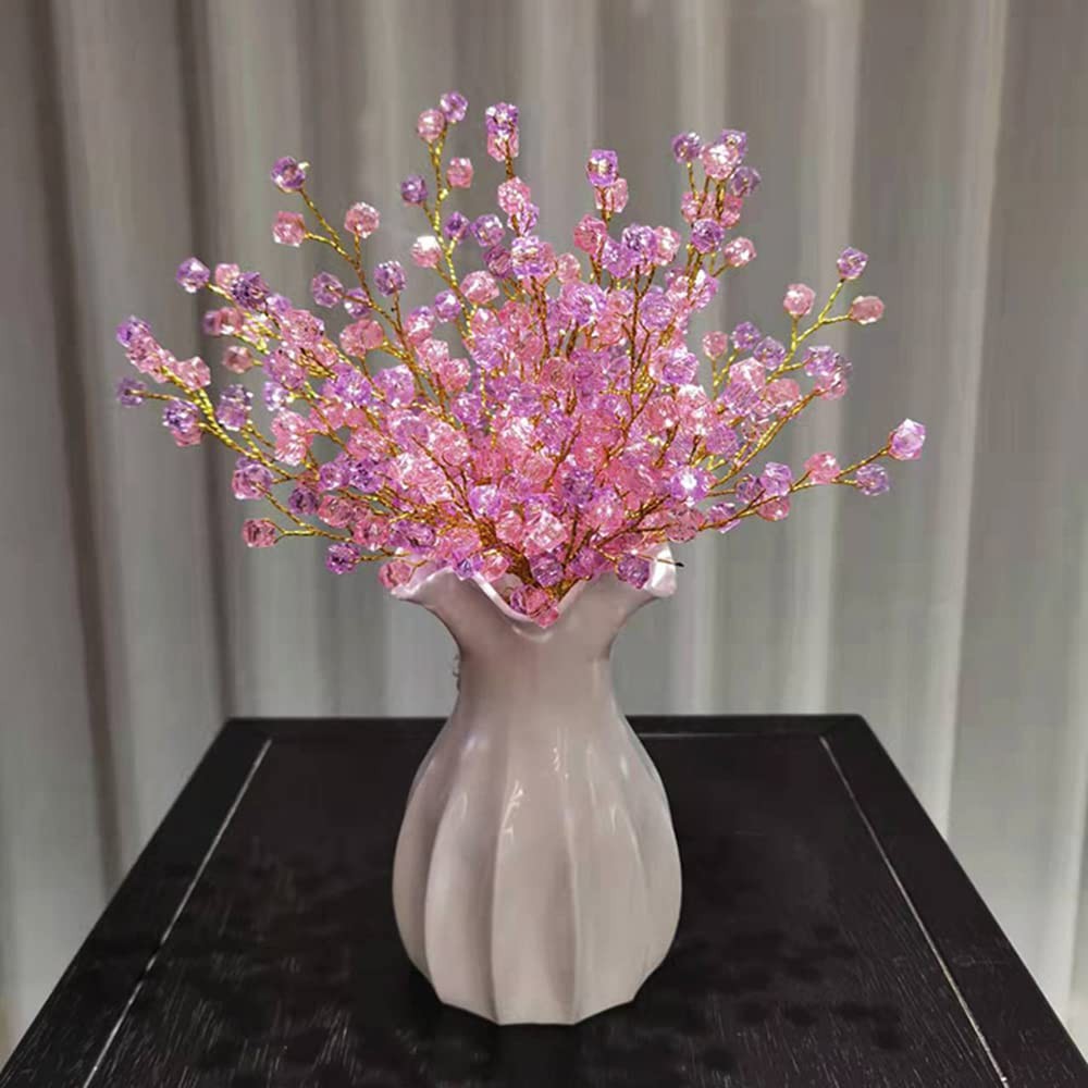 16PCS Crystal Artificial Flowers Bouquets Handmade Acrylic Flower Branches Fa…