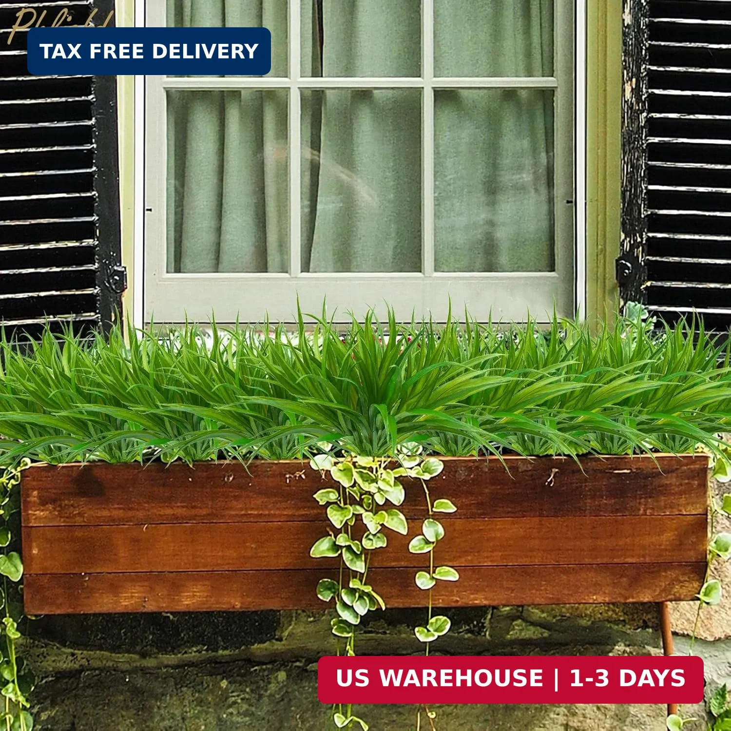 6Pcs Artificial Grass Fake Plants 17.3in 16 Leaves Outdoor Fake Grass UV Resista