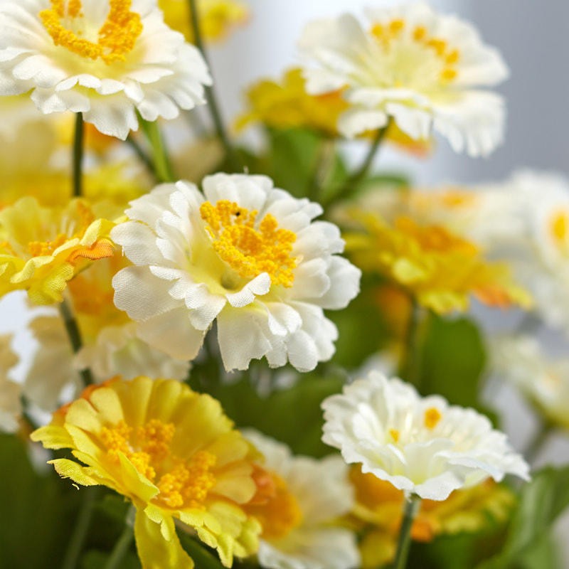 Factory Direct Craft Yellow and Cream Artificial Zinnia Bush