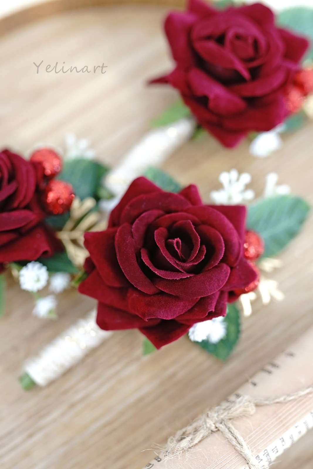1 PCS Ivory Rose Men Boutonniere Wedding Groom Groomsmen Artificial Flowers