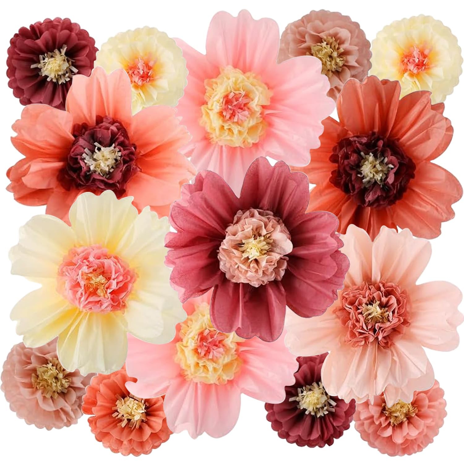 Large Colorful Tissue Paper Flowers 20″ Giant Fiesta Paper Flowers for Mexica…