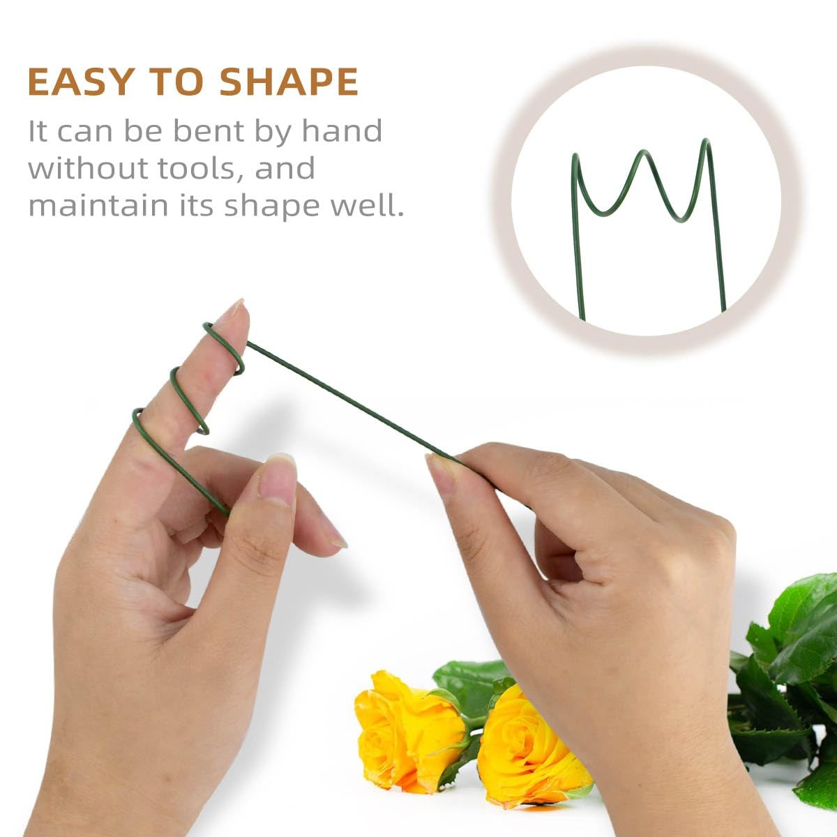 50 Pieces Floral Wire Stems Flower Wire Stem Dark Green Floral Stem Wire for