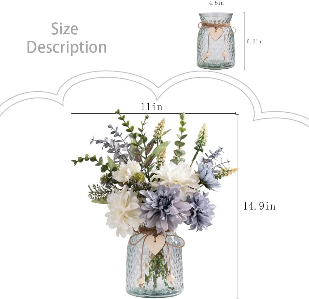 Elegant Silk Dahlia Flowers in Glass Vase – Perfect Table Centerpiece