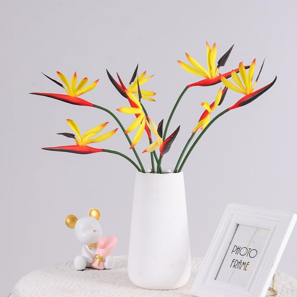 8 Pack 21-1/2 Inch Artificial Flowers Bird of Paradise,Green Plant for Home G…