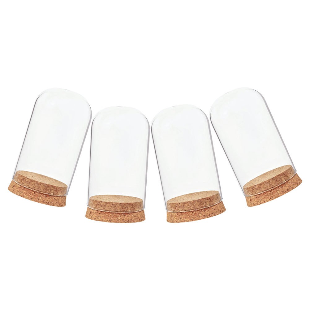 4pcs Clear Mini Glass Dome Cloche Cover Decorative Display Bell Jar