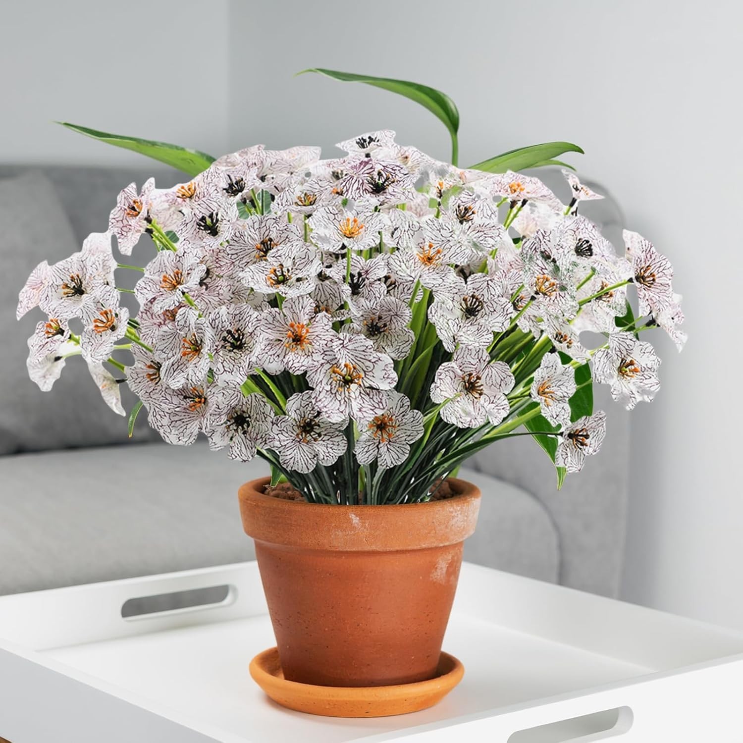 20 Bundles Artificial Flowers for Outdoors, UV Resistant Fake Flowers with Pl…