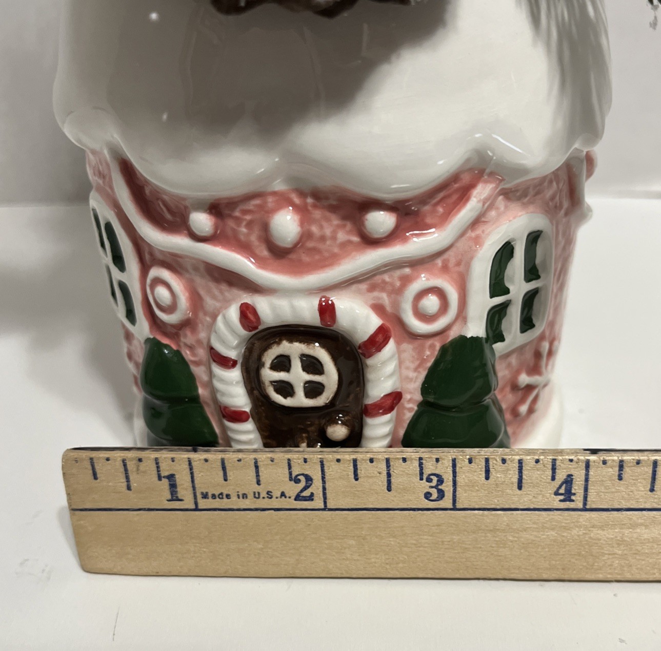 Flora Bunda Christmas Artificial Plant Pink Gingerbread House Ceramic Pot Decor