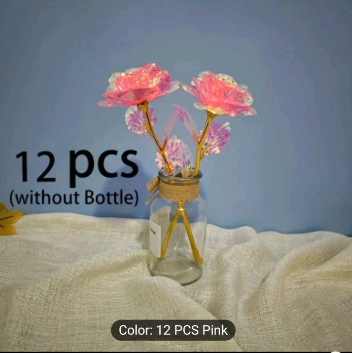 12 Pcs 24K Galaxy Rose Artificial Flowers,mixed Colors Forever Rose Gifts for