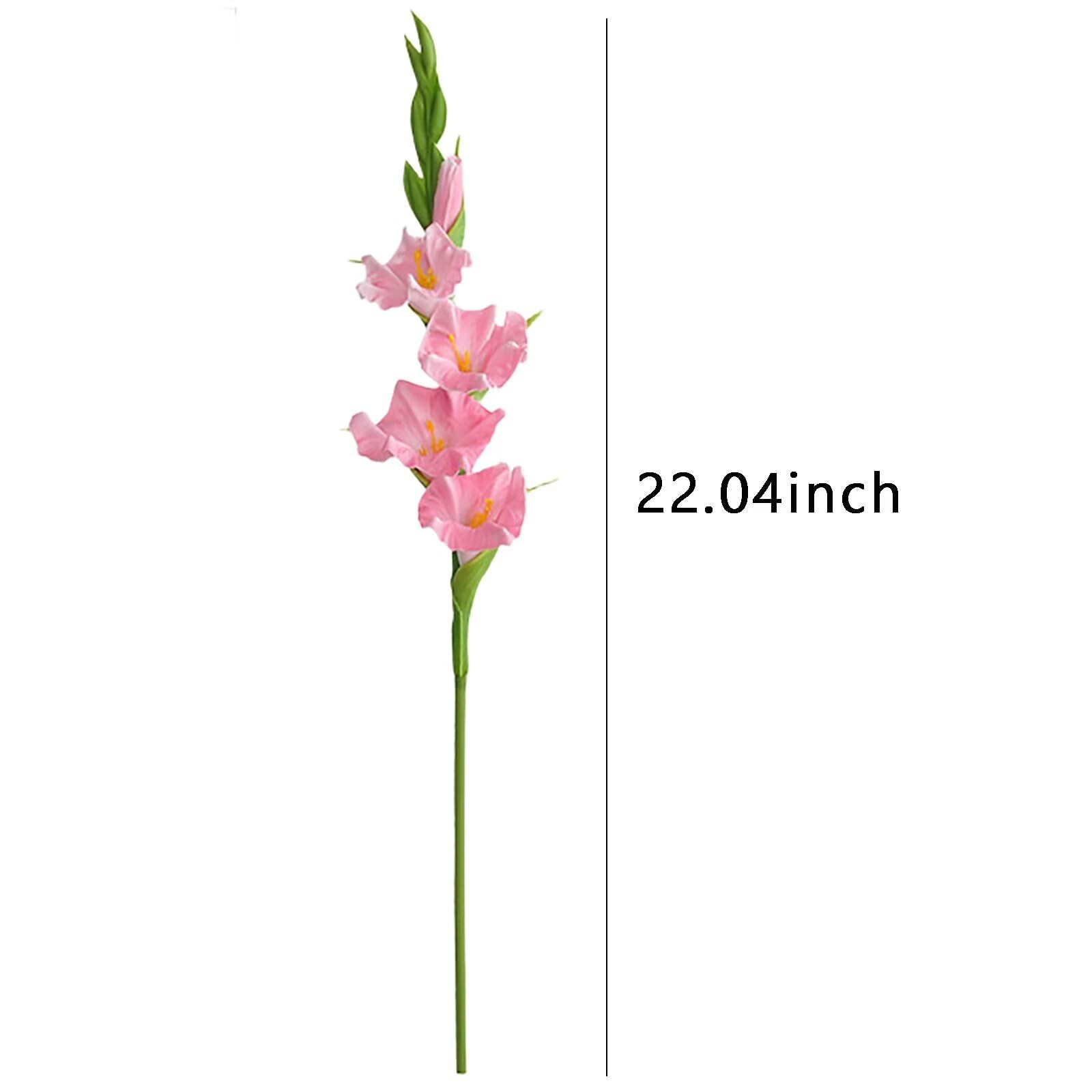 6Pcs Artificial Gladiolus Flowers White and Pink Fake Gladiolus Flowers Silk …