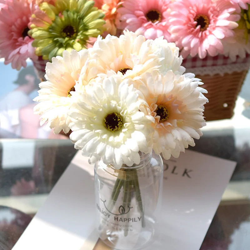 1Pc/3Pc/6Pc Artificial Silk Gerbera Flowers Wedding Home Verandahs Table Decor F